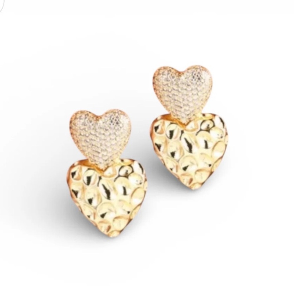 Gold Plated Heart Stud Earrings